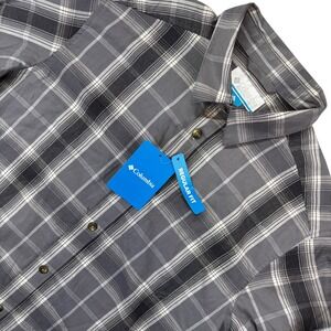 Columbia Vapor Ridge III Shirt Mens Medium Grey Plaid Long Sleeve New